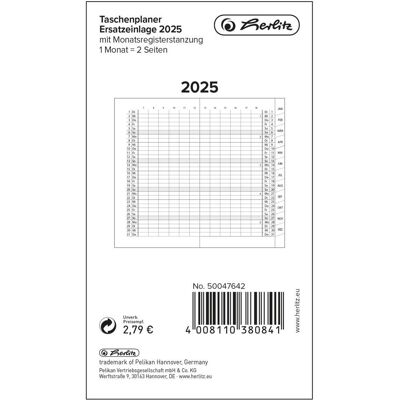 Herlitz, Agenda, Taschenplaner Ersatzeinlage m.R. 20 1 Monat=2 Seiten, Registerschnitt Herlitz, Agenda, Taschenplaner Ersatzeinlage m.R. 20 1 Monat=2 Seiten, Registerschnitt