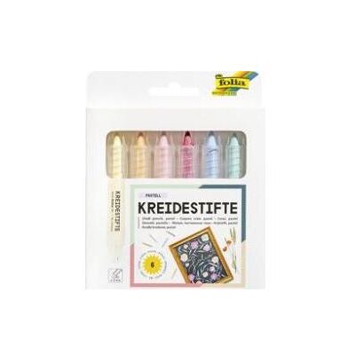 Folia, Malstifte, Kreidestifte-Set PASTELL, farbig sortiert, 6er Etui (6x) Folia, Malstifte, Kreidestifte-Set PASTELL, farbig sortiert, 6er Etui (6x)