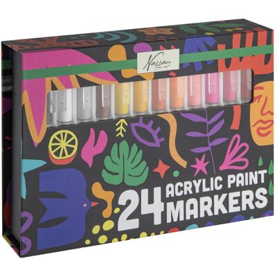 Nassau, Marker, - Acrylic Paint Brush Markers, 24 Pcs (AR017001) (24x) Nassau, Marker, - Acrylic Paint Brush Markers, 24 Pcs (AR017001) (24x)