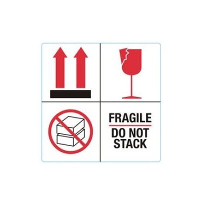 Rillprint, Etiketten, Hinweisetiketten FRAGILE / DO NOT STACK permanent klebend, Farbe: weiss / rot / schwarz Rillprint, Etiketten, Hinweisetiketten FRAGILE / DO NOT STACK permanent klebend, Farbe: weiss / rot / schwarz