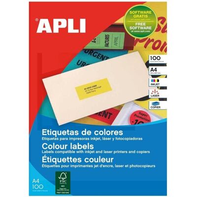 Apli, Etiketten, Adress-Etiketten, 210 x 297 mm, neongelb Apli, Etiketten, Adress-Etiketten, 210 x 297 mm, neongelb
