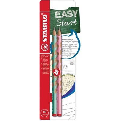 STABILO, Bleistift, Ergonomischer Dreikant-Bleistift für Rechtshänder - EASYgraph in pastellgrün und pastellpink (3.15 mm, HB, 2x) STABILO, Bleistift, Ergonomischer Dreikant-Bleistift für Rechtshänder - EASYgraph in pastellgrün und pastellpink (3.15 mm, HB, 2x)