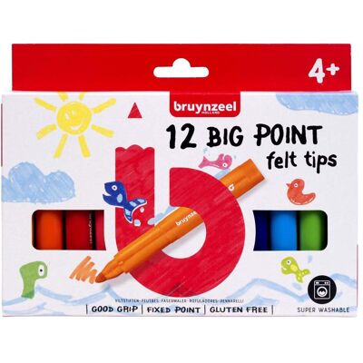 Bruynzeel Kids Big Point Filzstifte - 12 Farben Bruynzeel Kids Big Point Filzstifte - 12 Farben