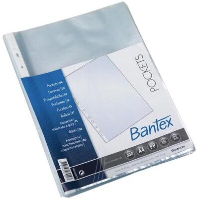 Bantex, Mappe, Taschen mit Öffnung oben 0,04 mm transparent - (100 Stk.) (100x) Bantex, Mappe, Taschen mit Öffnung oben 0,04 mm transparent - (100 Stk.) (100x)