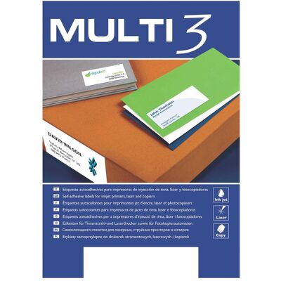 Multi, Etiketten, Universalschilder, 105x42,4mm, rechteckig, weiss 100 Blatt. Multi, Etiketten, Universalschilder, 105x42,4mm, rechteckig, weiss 100 Blatt.