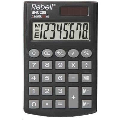 Rebell, Taschenrechner, Taschenrechner SHC 208, schwarz (Batteriebetrieb, Solarenergie) Rebell, Taschenrechner, Taschenrechner SHC 208, schwarz (Batteriebetrieb, Solarenergie)
