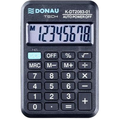 Donau, Taschenrechner, Taschenrechner tech, 8-stellig, anzeige, masse 89x58x11 mm, schwarz (Batteriebetrieb) Donau, Taschenrechner, Taschenrechner tech, 8-stellig, anzeige, masse 89x58x11 mm, schwarz (Batteriebetrieb)