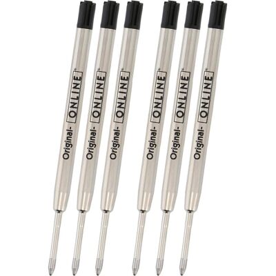 Online, Ersatzpatronen + Tintenfass, Kugelschreiberminen M schwarz, 6 St. (Schwarz, 0.60 mm, 6 Stk.) Online, Ersatzpatronen + Tintenfass, Kugelschreiberminen M schwarz, 6 St. (Schwarz, 0.60 mm, 6 Stk.)