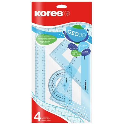 Kores - 42104 - 30 cm Lineal - 180° Winkelmesser - Geometrieset Kores - 42104 - 30 cm Lineal - 180° Winkelmesser - Geometrieset