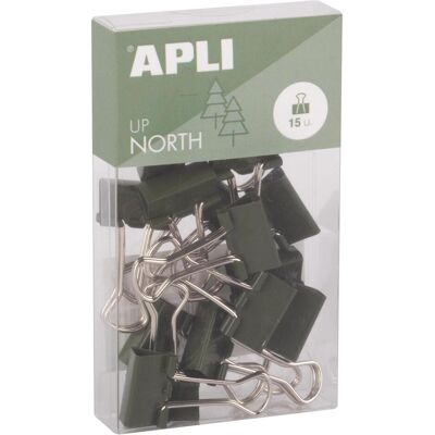 Apli, Büroklammer, BINDERCLIPS UP NORTH KAKHI 19mm 15 Stück (15x) Apli, Büroklammer, BINDERCLIPS UP NORTH KAKHI 19mm 15 Stück (15x)