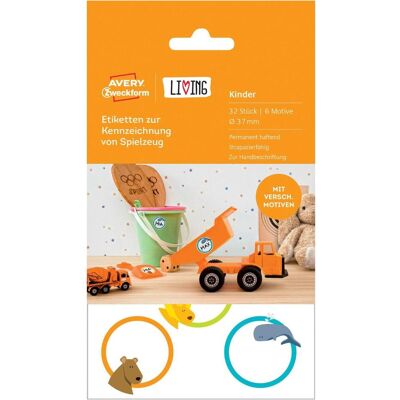 Magni, Etiketten, 62034 Living Etiketten zur Kennzeichnung von Spielzeug (6 Motive, Ø 37 mm) 32 Stück Magni, Etiketten, 62034 Living Etiketten zur Kennzeichnung von Spielzeug (6 Motive, Ø 37 mm) 32 Stück
