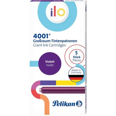 Pelikan Ersatzpatronen + Tintenfass, Tintenpatrone Ilo Violett (Violett, 5 Stk.) Pelikan Ersatzpatronen + Tintenfass, Tintenpatrone Ilo Violett (Violett, 5 Stk.)