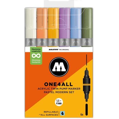 Molotow, Marker, Acrylmarker One4All Acrylic Twin Pastel Modern Set (6x) Molotow, Marker, Acrylmarker One4All Acrylic Twin Pastel Modern Set (6x)