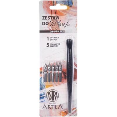 Astra, Schreibstifte, Kalligraphie-Set mit 5 Federn und Halter (5x) Astra, Schreibstifte, Kalligraphie-Set mit 5 Federn und Halter (5x)
