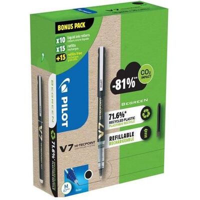 Pilot, Schreibstifte, V7 Greenpack Tintenroller-Set 0,4 mm, Schreibfarbe: schwarz (10x) Pilot, Schreibstifte, V7 Greenpack Tintenroller-Set 0,4 mm, Schreibfarbe: schwarz (10x)