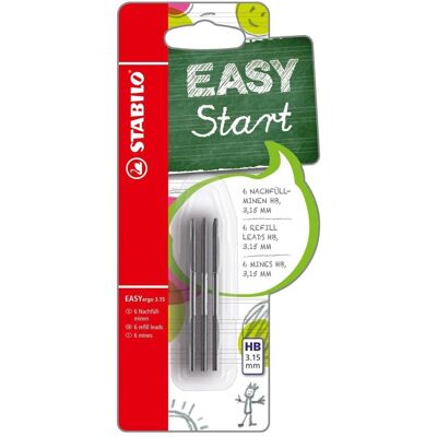 STABILO, Bleistiftminen, EASYergo 3.15 Start Minen 6er HB (6 Stk., 3.15 mm, HB) STABILO, Bleistiftminen, EASYergo 3.15 Start Minen 6er HB (6 Stk., 3.15 mm, HB)