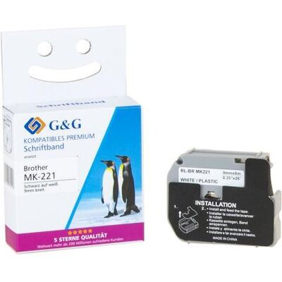 G&G, Beschriftungsband, Schriftband Bandfarbe: Weiss Schriftfarbe: Schwarz 9 mm 8 m (0.90 cm, Schwarz, Weiss) G&G, Beschriftungsband, Schriftband Bandfarbe: Weiss Schriftfarbe: Schwarz 9 mm 8 m (0.90 cm, Schwarz, Weiss)