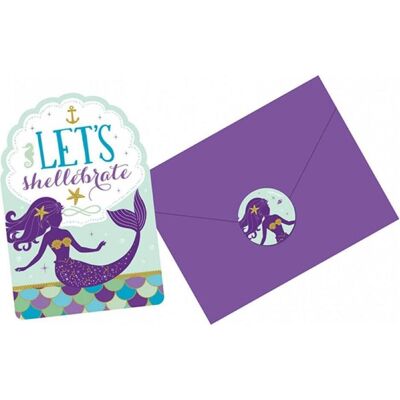 Amscan, Grusskarte + Briefpapier, 8 Einladungskarten Mermaid Wishes (6 Stk.) Amscan, Grusskarte + Briefpapier, 8 Einladungskarten Mermaid Wishes (6 Stk.)