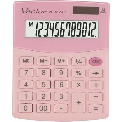 Vector, Taschenrechner, Kalkulatorius Smart 3724 KAV VC-812 PK (Batteriebetrieb, Solarenergie) Vector, Taschenrechner, Kalkulatorius Smart 3724 KAV VC-812 PK (Batteriebetrieb, Solarenergie)