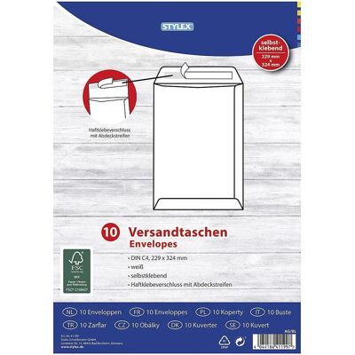 Magni, Versandtasche + Luftpolstertasche, STYLEX 41199 Versandtaschen, C4, haftklebend, 100 g, 10 Stück, weiss (10 Stk.) Magni, Versandtasche + Luftpolstertasche, STYLEX 41199 Versandtaschen, C4, haftklebend, 100 g, 10 Stück, weiss (10 Stk.)