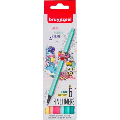 Bruynzeel, Malstifte, Fineliner Set 6 Farben Licht (6x) Bruynzeel, Malstifte, Fineliner Set 6 Farben Licht (6x)