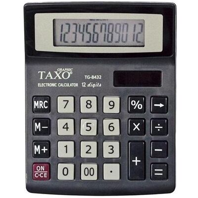 Titanum, Taschenrechner, Taxo-Rechner 12-stellig TG-8432 schwarz (Batteriebetrieb, Solarenergie) Titanum, Taschenrechner, Taxo-Rechner 12-stellig TG-8432 schwarz (Batteriebetrieb, Solarenergie)