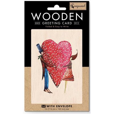 Cozywood, Grusskarte + Briefpapier, Holzkarte C6 + Umschlag Hochzeit grosses Herz Cozywood, Grusskarte + Briefpapier, Holzkarte C6 + Umschlag Hochzeit grosses Herz