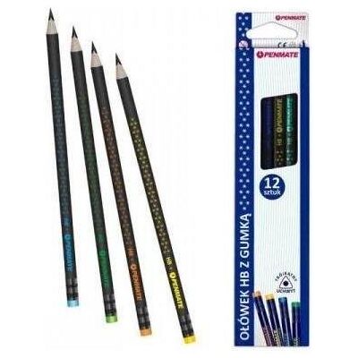 Penmate, Bleistift, Dreieckiger Bleistift mit Radiergummi Sterne (12 Stück) (2.20 mm, HB, 12x) Penmate, Bleistift, Dreieckiger Bleistift mit Radiergummi Sterne (12 Stück) (2.20 mm, HB, 12x)