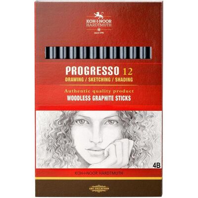 Koh-i-Noor, Malstifte, Progresso Graphit- Vollminenstifte - Gradation 4B - im 12er Pack (12x) Koh-i-Noor, Malstifte, Progresso Graphit- Vollminenstifte - Gradation 4B - im 12er Pack (12x)