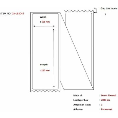 Capture, Etiketten, Label 105x220, Core Fanfold Capture, Etiketten, Label 105x220, Core Fanfold