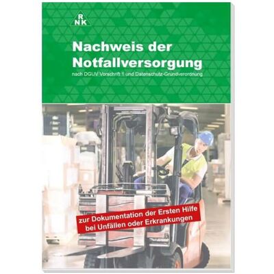 Rnk, Formular, Verlag Block "Nachweis der Notfallversorgung", DIN A5 Rnk, Formular, Verlag Block "Nachweis der Notfallversorgung", DIN A5