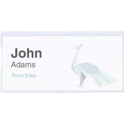 pavo, Informationsschild, Namensschild, mit Wellennadel, 40 x 75 mm, transparent pavo, Informationsschild, Namensschild, mit Wellennadel, 40 x 75 mm, transparent