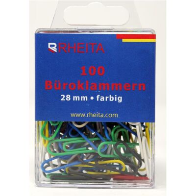 Rheita, Büroklammer, Briefklammern 28 mm, farblich sortiert, 100 Stück in Klarsichtbox farblich sortiert (100x) Rheita, Büroklammer, Briefklammern 28 mm, farblich sortiert, 100 Stück in Klarsichtbox farblich sortiert (100x)