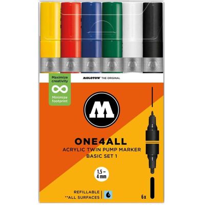 Molotow, Marker, Acrylmarker One4All Acrylic Twin Basic Set 1 (6x) Molotow, Marker, Acrylmarker One4All Acrylic Twin Basic Set 1 (6x)