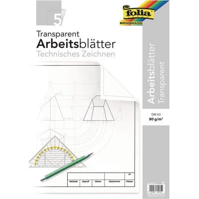 Folia, Heft + Block, Arbeitsblätter Technisches Zeichnen, 80g/m², A3, 5 Blatt (A3) Folia, Heft + Block, Arbeitsblätter Technisches Zeichnen, 80g/m², A3, 5 Blatt (A3)