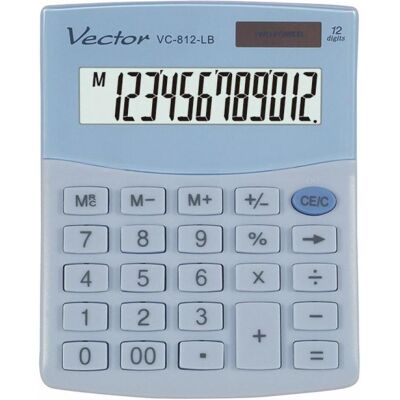 Vector, Taschenrechner, Kalkulatorius Smart 3724 KAV VC-812 LB (Batteriebetrieb, Solarenergie) Vector, Taschenrechner, Kalkulatorius Smart 3724 KAV VC-812 LB (Batteriebetrieb, Solarenergie)