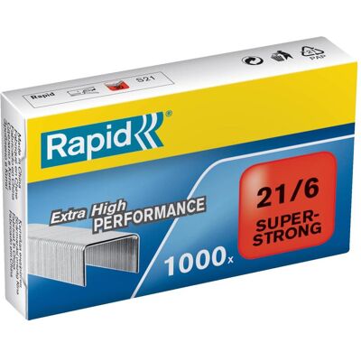 Rapid, Büroklammer, 24867700, Staples pack, 21/6, 6 mm, 1000 staples, Galvanized steel, Stainless steel (1000x) Rapid, Büroklammer, 24867700, Staples pack, 21/6, 6 mm, 1000 staples, Galvanized steel, Stainless steel (1000x)