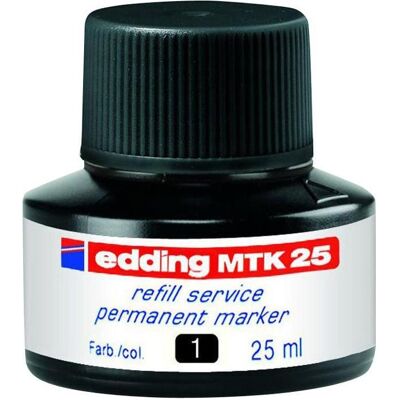 Edding, Ersatzpatronen + Tintenfass, MTK 25 Nachfülltinte (Schwarz, 1 Stk.) Edding, Ersatzpatronen + Tintenfass, MTK 25 Nachfülltinte (Schwarz, 1 Stk.)
