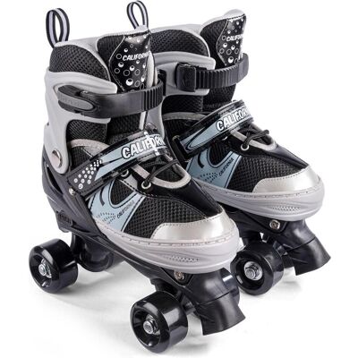 California, Unisex, Rollschuhe, - Adjustable Side-by-Side Roller Skates - Size 39-41 (39, 40, 41), Schwarz, Grau California, Unisex, Rollschuhe, - Adjustable Side-by-Side Roller Skates - Size 39-41 (39, 40, 41), Schwarz, Grau