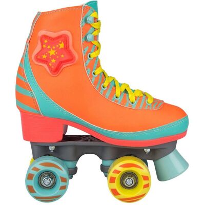 Nijdam, Mädchen, Rollschuhe, Rolschaatsen - LED Star Zebra - Fluororanje/Lichtblauw/Geel - 35/36 (35), Orange, Blau, Gelb, Mehrfarbig Nijdam, Mädchen, Rollschuhe, Rolschaatsen - LED Star Zebra - Fluororanje/Lichtblauw/Geel - 35/36 (35), Orange, Blau, Gelb, Mehrfarbig