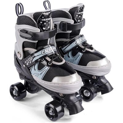 California, Mädchen, Rollschuhe, - Adjustable Side-by-Side Roller Skates - Size 31-34 (31, 32, 33, 34), Schwarz, Grau California, Mädchen, Rollschuhe, - Adjustable Side-by-Side Roller Skates - Size 31-34 (31, 32, 33, 34), Schwarz, Grau