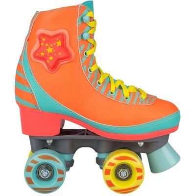Nijdam, Unisex, Rollschuhe, Rolschaatsen - LED Star Zebra - Fluororanje/Lichtblauw/Geel - 33/34 (33, 34), Mehrfarbig, Orange, Blau, Gelb Nijdam, Unisex, Rollschuhe, Rolschaatsen - LED Star Zebra - Fluororanje/Lichtblauw/Geel - 33/34 (33, 34), Mehrfarbig, Orange, Blau, Gelb