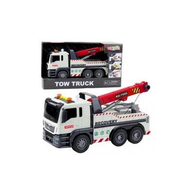 Lean Toys Bau-LKW mit einstellbaren Kranlichtern und Geräuschen, Weiss Lean Toys Bau-LKW mit einstellbaren Kranlichtern und Geräuschen, Weiss