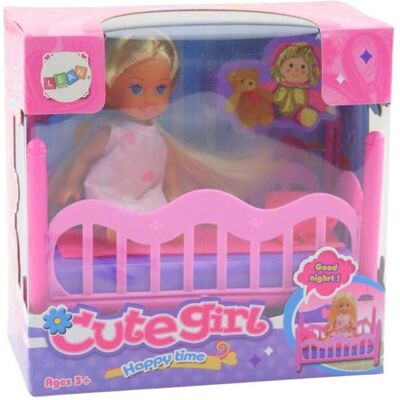 Lean Toys Lean Mini-Puppe Im Schlafanzug Kinderbett Rosa Set Lean Toys Lean Mini-Puppe Im Schlafanzug Kinderbett Rosa Set