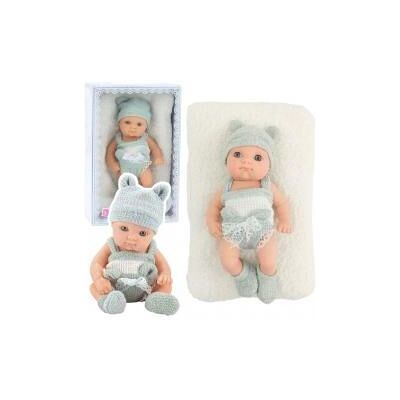 Lean Toys Babypuppe mit Decke, weiss-grauem Outfit, Mütze, 18 cm Lean Toys Babypuppe mit Decke, weiss-grauem Outfit, Mütze, 18 cm
