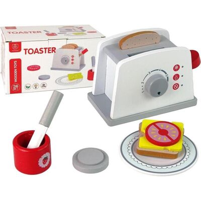 Lean Toys Hölzerner Toaster-Frühstückszubehörknopf für Kinder Lean Toys Hölzerner Toaster-Frühstückszubehörknopf für Kinder