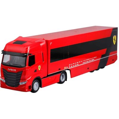 Bburago Ferrari Trailer Iveco S-Way + 1 Ferrari SF23 1/43 Bburago Ferrari Trailer Iveco S-Way + 1 Ferrari SF23 1/43