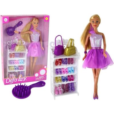 Lean Toys Lucy-Puppe, lila Glitzerkleid + Schuhe Lean Toys Lucy-Puppe, lila Glitzerkleid + Schuhe