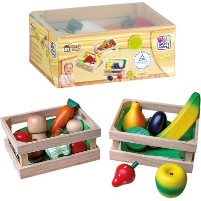 Happy People 45005 Holzkorb mit Früchten & Gemüse - Spielzeug Happy People 45005 Holzkorb mit Früchten & Gemüse - Spielzeug