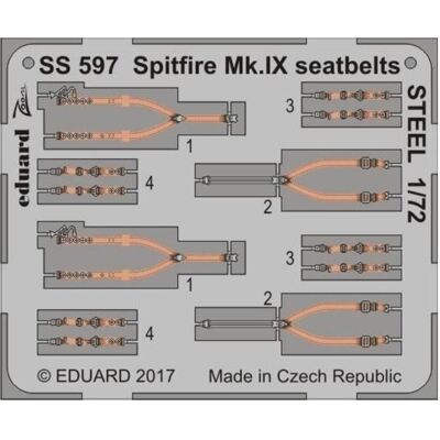 Eduard Spitfire Mk.IX seatbelts STEEL f. Eduard Spitfire Mk.IX seatbelts STEEL f.
